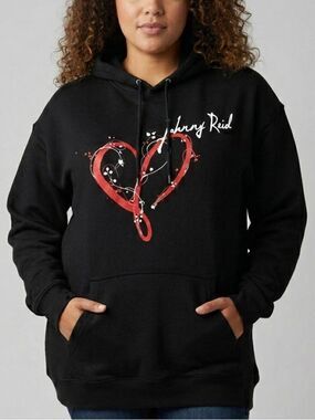 JOHNNY REID Black Hoodie Heart Signature 2X Unisex